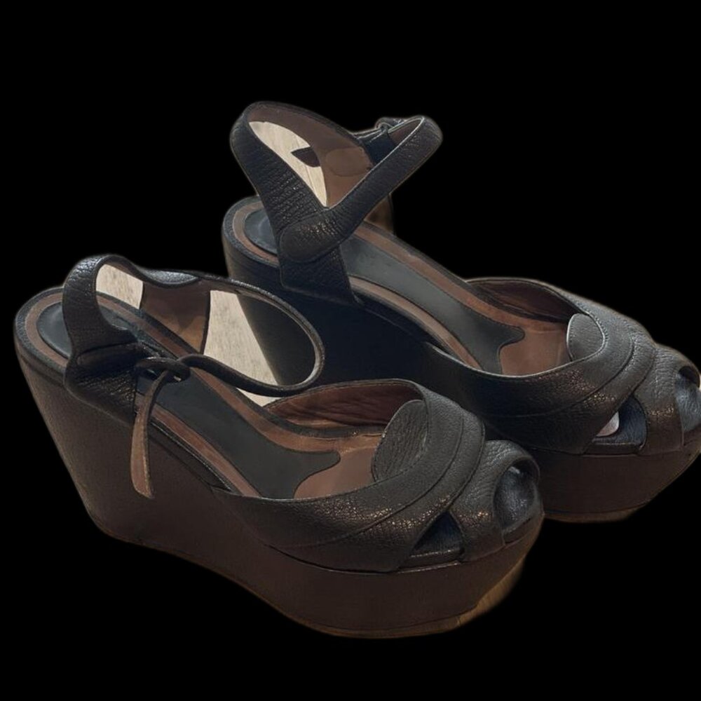 Marni Black Wedge Sandals